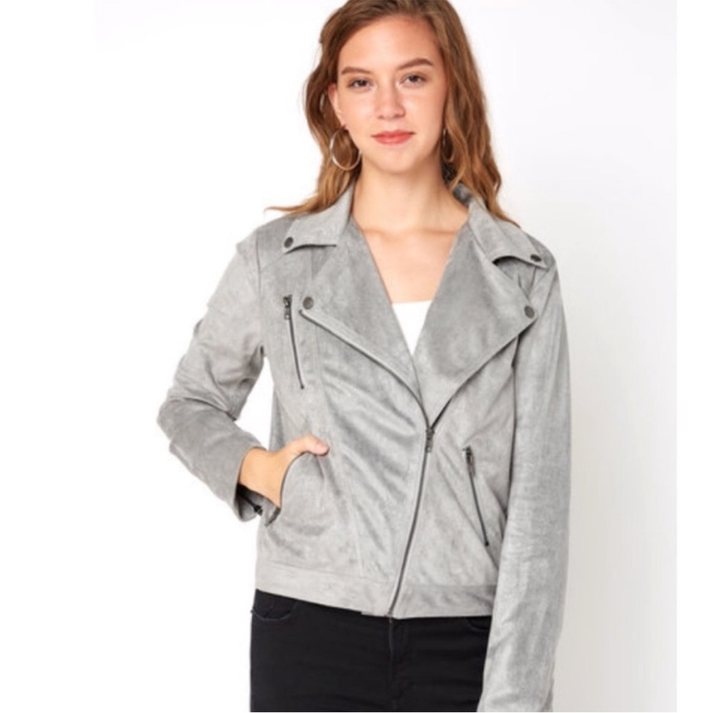 Ark & Co grey suede moto jacket
